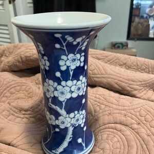 Chinese Trumpet Vase With White Cherry Blossom Pattern